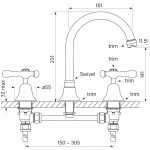 Cascade Sink Set, Vanity, CD Lever dimensions image