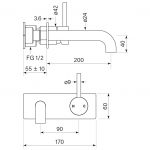 Pegasi M Back Plate Basin Mixer 200 dimensions image