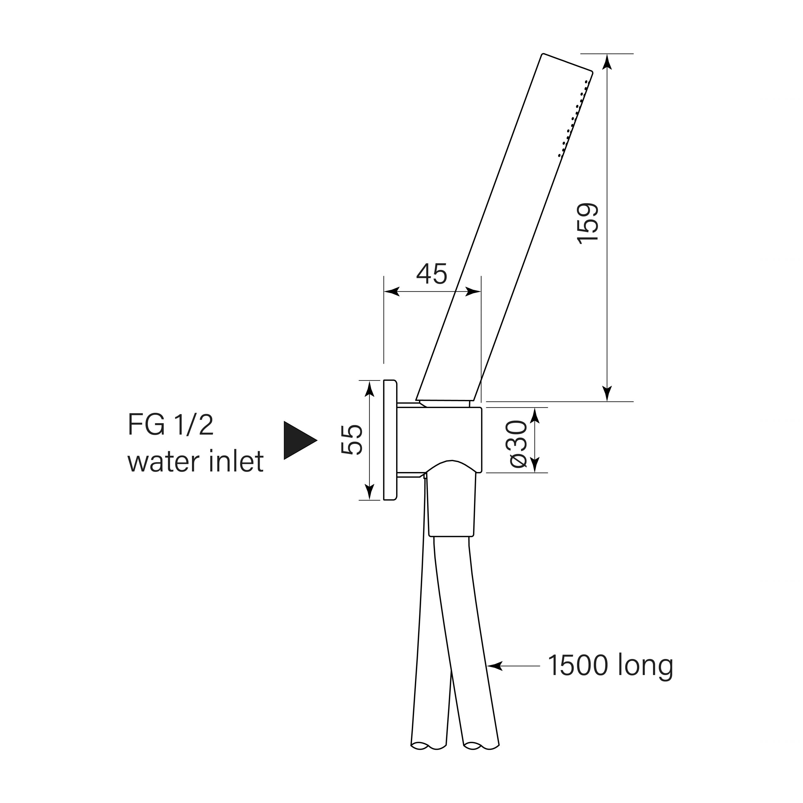 Pegasi Hand Shower on Hook, Micro dimensions image