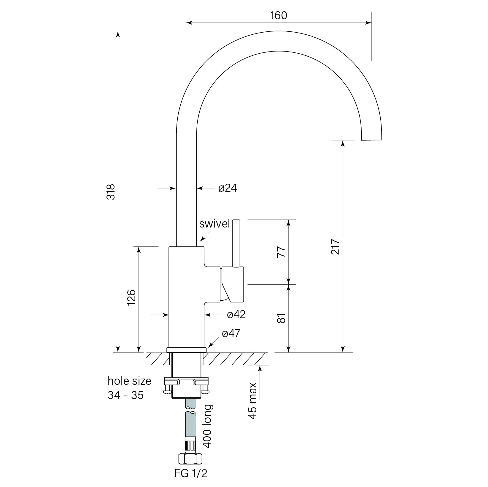 Pegasi M Sink Mixer Curve 160 dimensions image