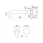 Zero Progresiv Smooth Wall Basin Mixer Set, 200 dimensions image