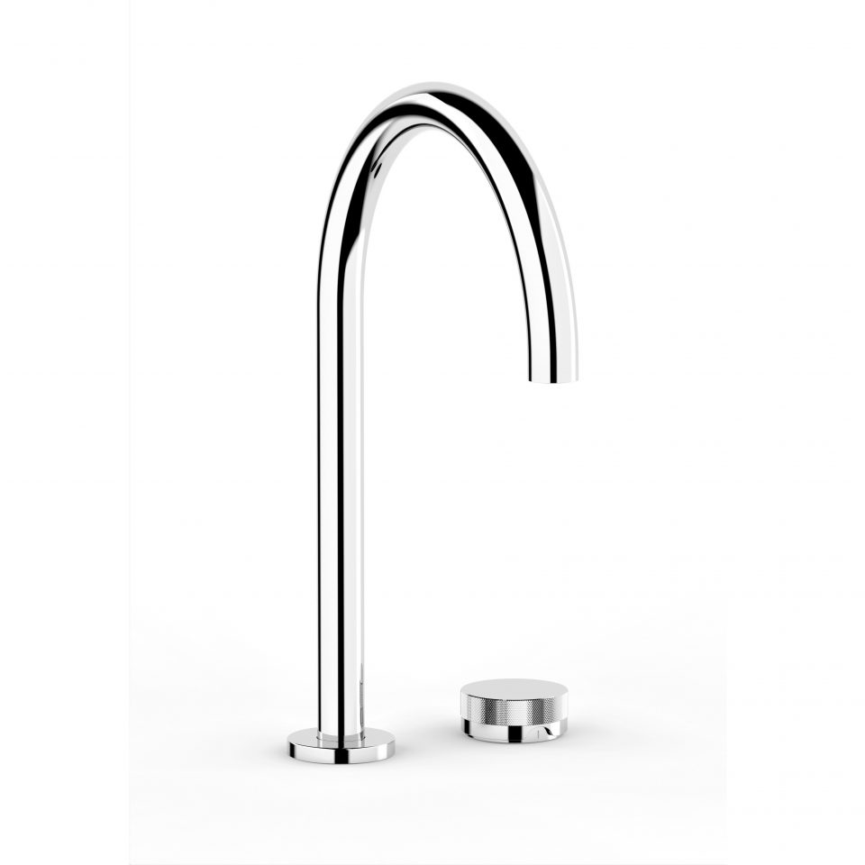 Zero Progresiv Knurl Hob Bath Mixer Curve in Chrome