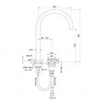 Zero Progresiv Knurl Hob Bath Mixer Curve dimensions image