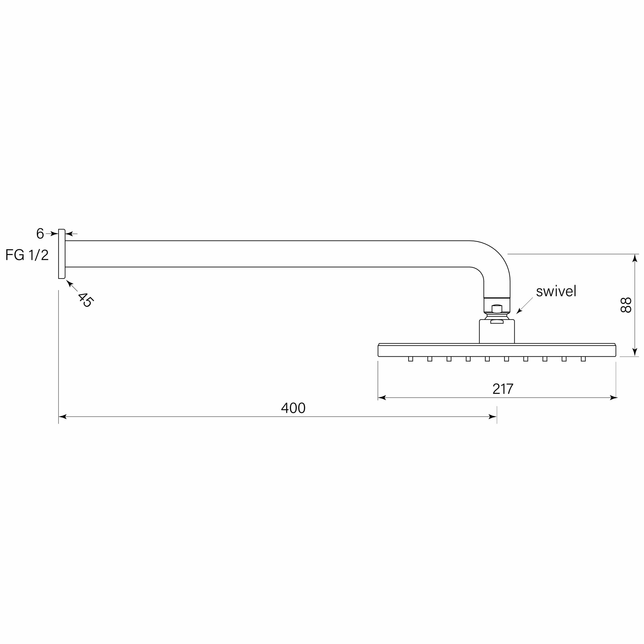 Zeos Wall Shower dimensions image