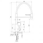 Zeos Sink Mixer, Pull Down dimensions image