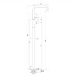 Zeos Floor Bath Mixer, Square dimensions image