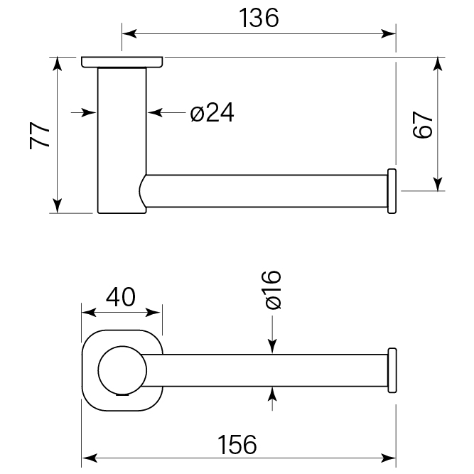 Zeos Toilet Roll Holder dimensions image