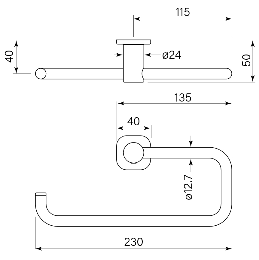 Zeos Guest Towel Holder dimensions image