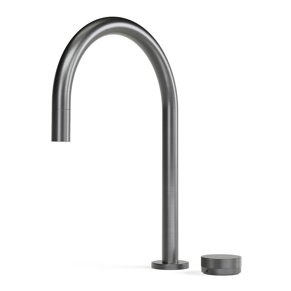 Zero Progresiv Knurl Sink Mixer w. Pull Out, Curve in Brushed Graphite