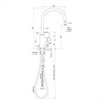 Cascade Sink Mixer Curve Pull Out dimensions image