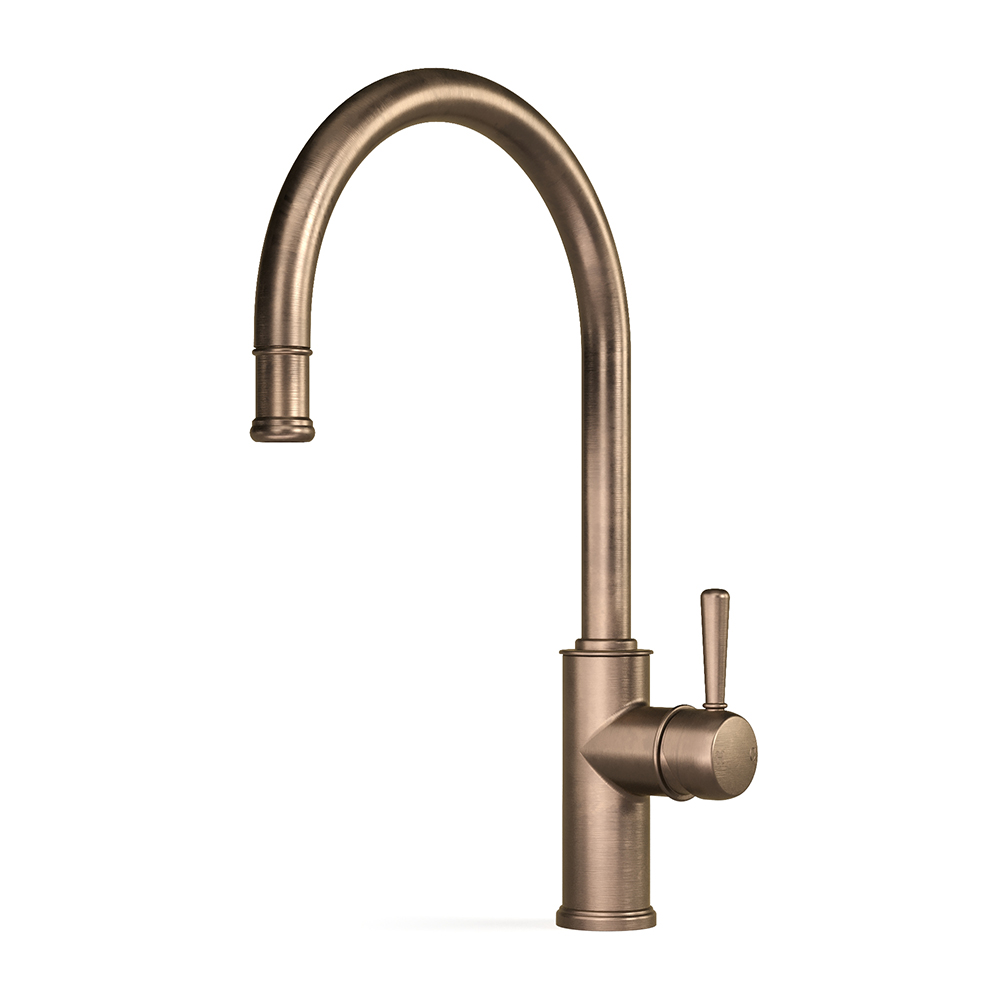 Cascade Sink Mixer Curve Pull Out in Antique Brass Light