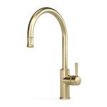 Cascade Sink Mixer Curve Pull Out in Raw Brushed Brass