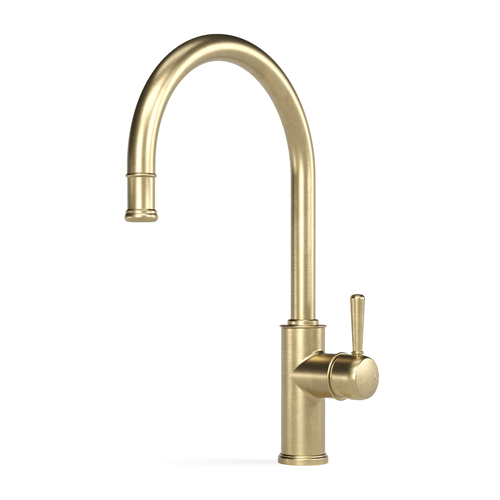 Cascade Sink Mixer Curve Pull Out in Raw Brushed Brass