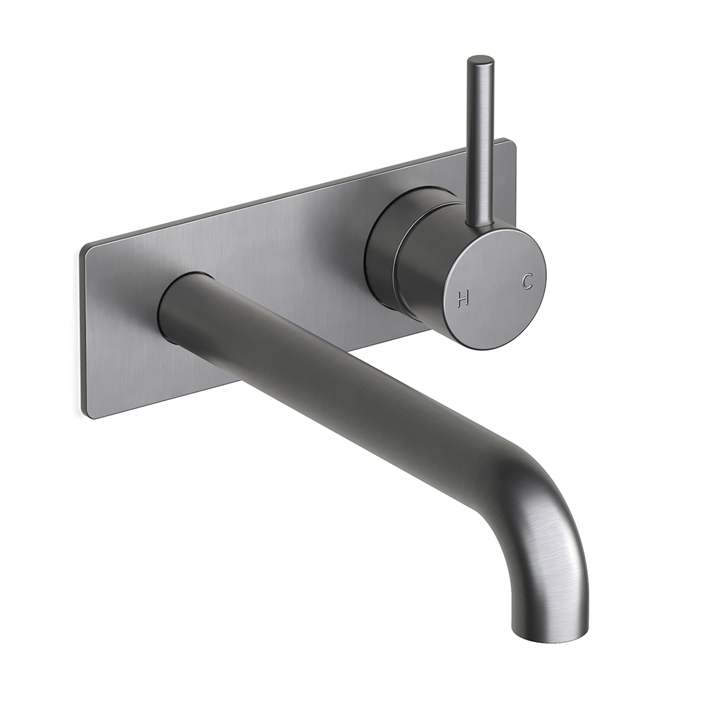 Pegasi M Back Plate Basin Mixer 200 in Brushed Graphite