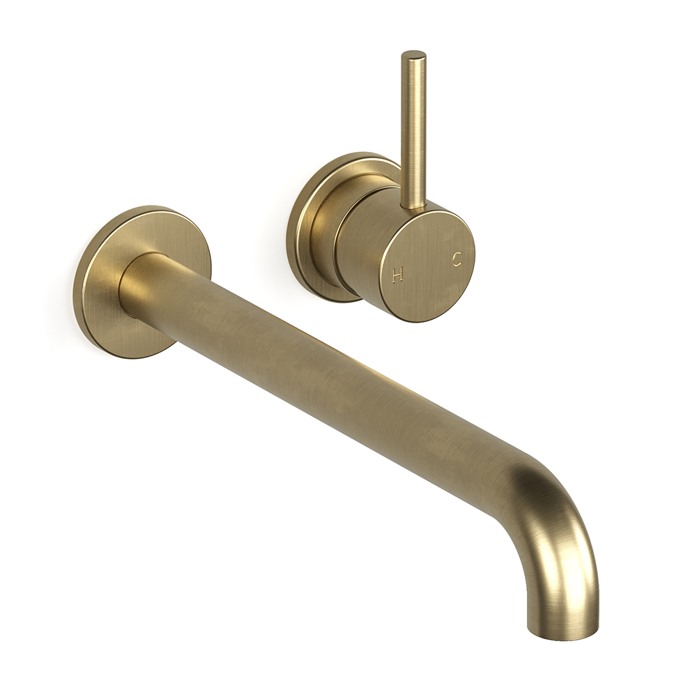 Pegasi M Basin Mixer Set 250 in Raw Brushed Brass