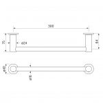 Pegasi Hand Towel Rail Single 300 dimensions image