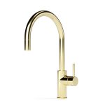 Pegasi M Sink Mixer Curve Pull Out in Polished Admiralty Brass
