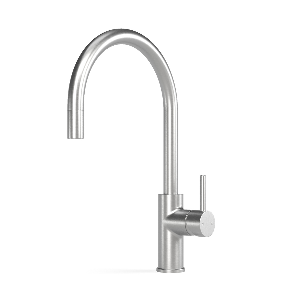 Pegasi M Sink Mixer Curve Pull Out in Brushed Chrome