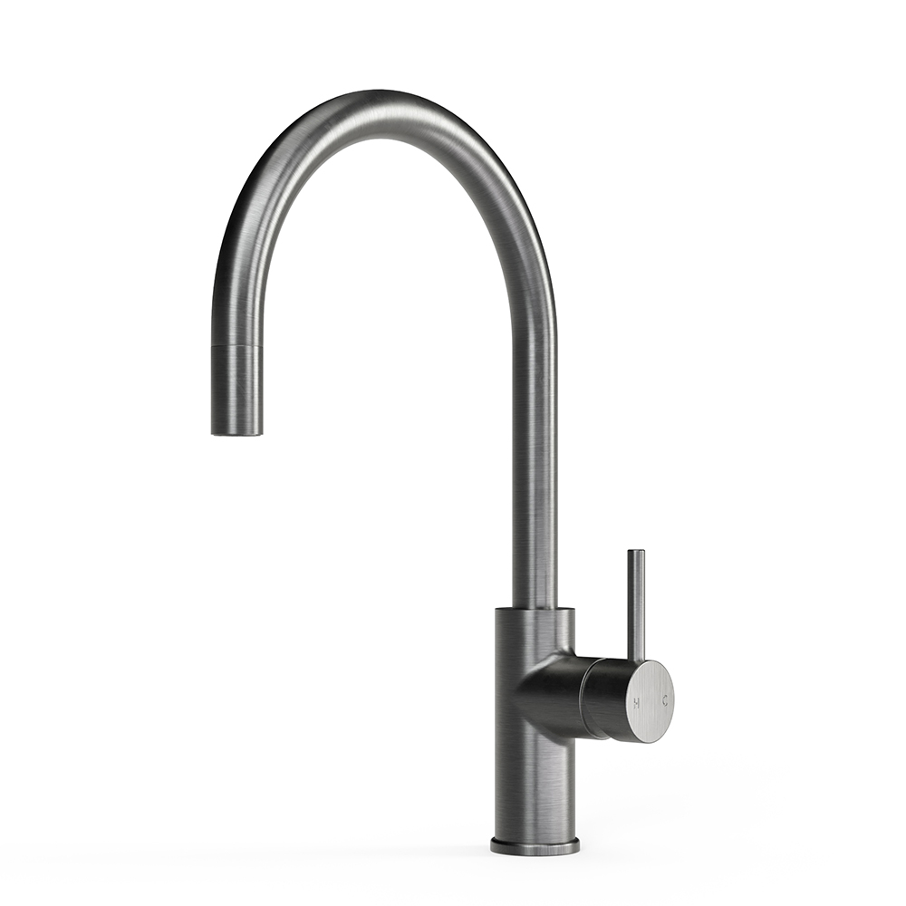 Pegasi M Sink Mixer Curve Pull Out in Brushed Graphite