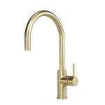 Pegasi M Sink Mixer Curve Pull Out in Raw Brushed Brass