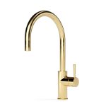 Pegasi M Sink Mixer Curve Pull Out in Raw Polished Brass