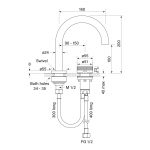 Zero Progresiv Fluted Basin Mixer Curve dimensions image