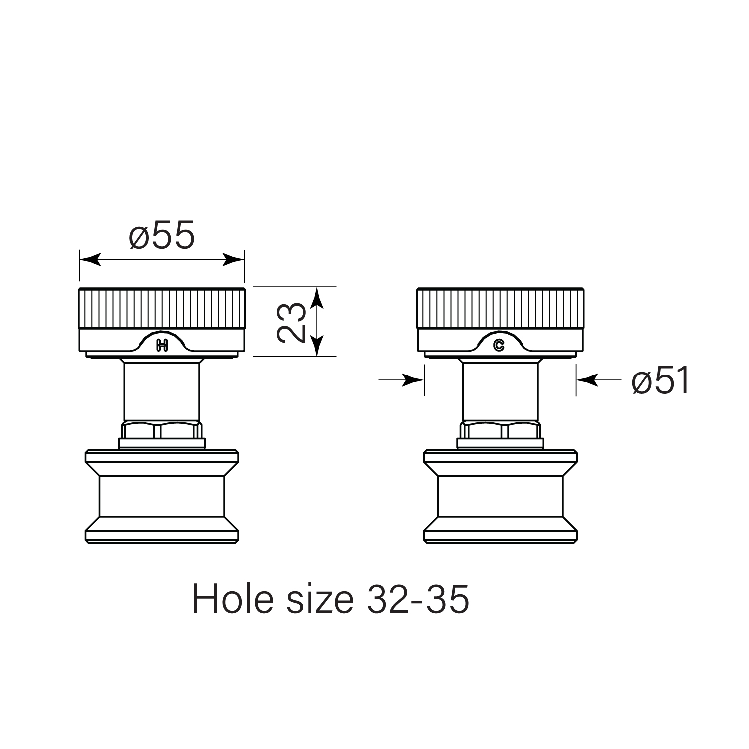 Zero Hob Top Assy pr Flute dimensions image