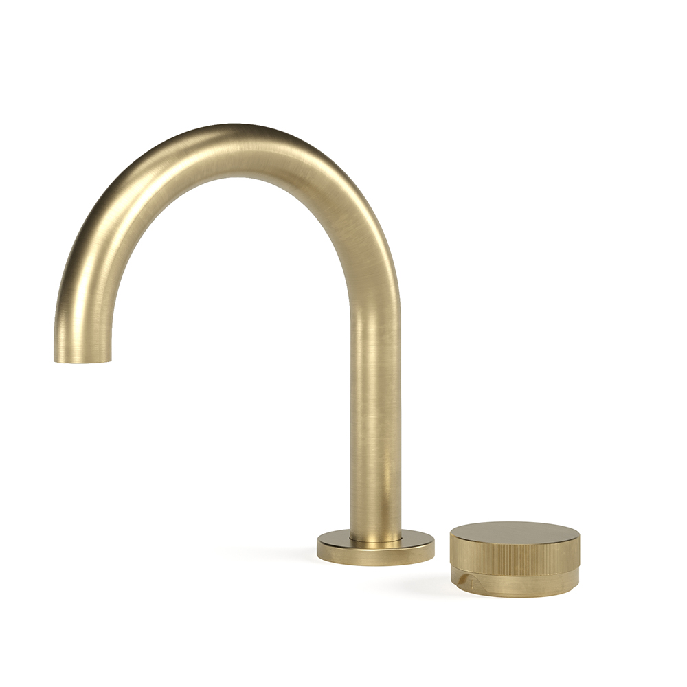 Zero Progresiv Fluted Basin Mixer Curve in Raw Brushed Brass