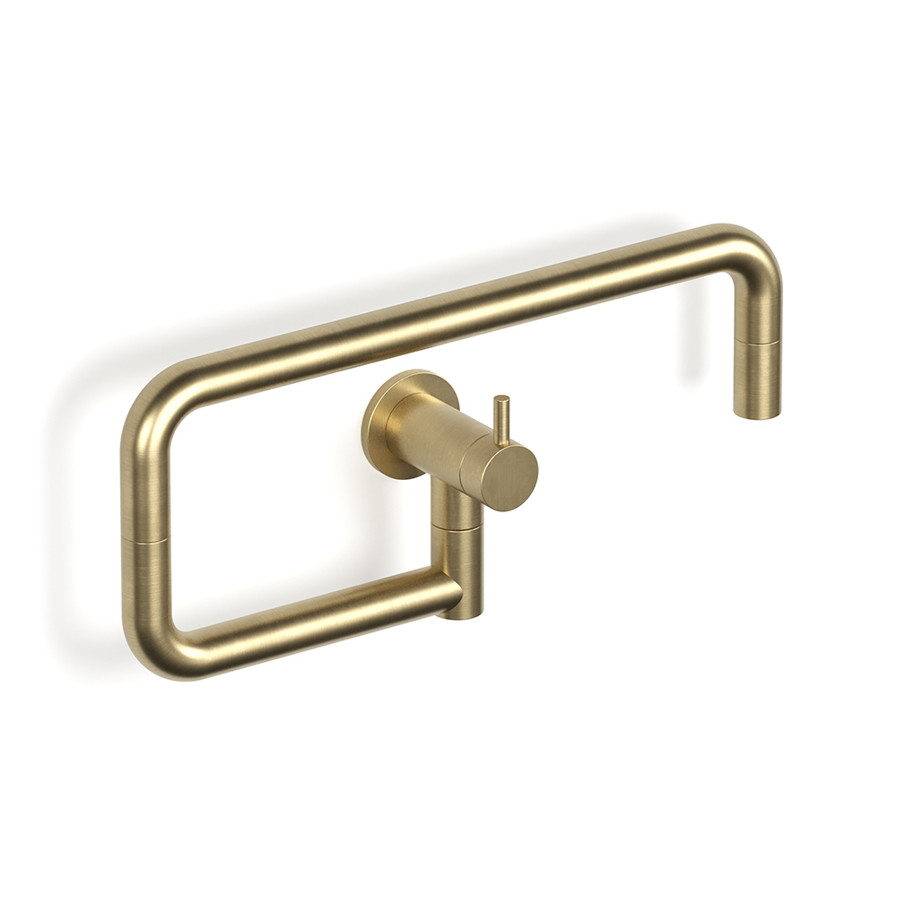 Pegasi Pot Filler Wall in Raw Brushed Brass
