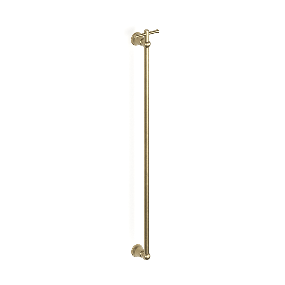 Cascade Vertical Heated Towel Rail w TBar in Raw Brushed Brass