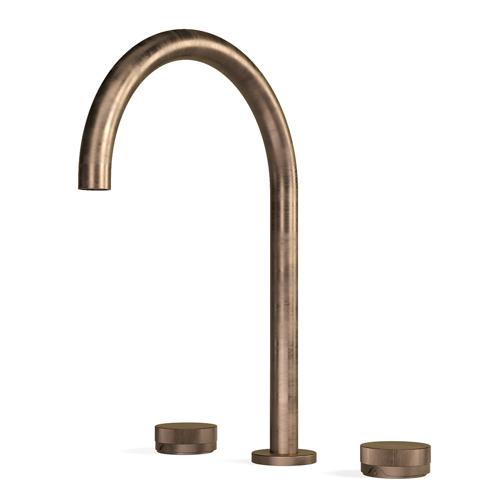 Zero Fluted Sink Set in Antique Brass Light