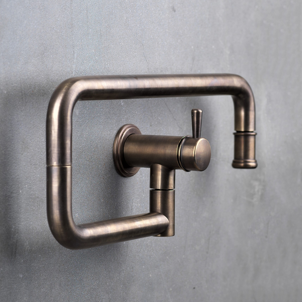Cascade Pot Filler Wall in Antique Brass Light